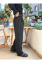 Giesto Pleated Striped Baggy Fabric Trousers Black - 4