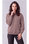 Women's Brown Crew Neck Soft Puff Fabric Casual Comfortable Sweatshirt - 4