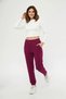Women's Three Thread Knitted Sweatpants with Elastic Waist and Leg Legs Jogger Lilac - 2