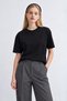 Fashion Decorative Stitched Crew Neck Tshirt-Black