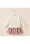 Floral Knitwear Cardigan Velvet Dress and Blouse 3-Piece Baby Girl, Girl's Set - 8