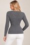 Women's Long Sleeve Round Neck Diamond Patterned Woven Detailed Openwork Soft Textured Stylish Casual Anthracite Knitwear Sweater - 3