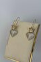 Zircon Stone Detailed Heart and Crown Figured Dangle Earrings Silver - 4
