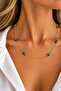 Colorful Drop Crystal Bead Detailed Gold Thin Chain Necklace (40cm)