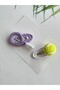 Knitted Tennis Themed Hair Clip Set of 2 Handmade Children's Snap Clips with Tennis Racket and Tennis Ball Figures 100% Cotton Amigurumi Tennis Racket and Ball Children's Hair Clip