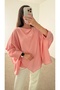 Asymmetrical Cut Blouse with Shawl Detail - Pck - 6189 - Pastel Pink - 2