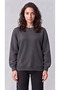 Women's Smoked Crew Neck Soft Puff Fabric Casual Comfortable Sweatshirt