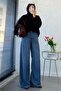 Premium Lyocell Denim Palazzo Trousers - Blue - 7