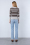 Women's Striped Zippered Wool Knitwear Cardigan - 5
