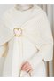 Women's Cloak with Pleated Detail and Brooch Detail Long Knitted Dress - 4