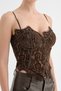 Women's Lace Fabric Corset with Padded Chest and Lace-Up Back Design - 4