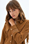 Suede Tunic with Flap Pockets Brown 21073
