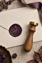 Witches Halloween Themed Wooden Brass Seal - 2.5 cm Diameter, Witch with Broom Printed Wax Seal - 4