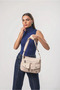 Washable Leather Cross Shoulder Bag Multi-Compartment Soft Textured Stylish Daily Bag Beige 18170 - 3