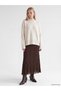 Alita City Lcw Vision Brown Lace Patterned Midi Women's Skirt with a Difference