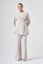 Pleated Detail on the Front and Ribbed Detail on the Pants Suit 1044 Stone - 2