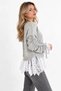 Women's lace and ruched detail soft knit cardigan - grey standard size (fits 36-42) - 2