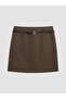 Alita City Short Women's Skirt with Difference in Color Xside Brown Polyviscon Patterned