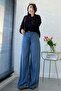 Premium Lyocell Denim Palazzo Trousers - Blue