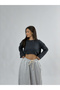 Anthracite Crew Neck Basic Women's Sweatshirt Coc3549