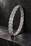 Stainless Steel Silver Color Geometric Pattern Clip Bracelet for Women Men - 5