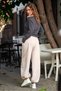 Soft Textured Asymmetric Collar Long Sleeve T-Shirt Bluse - 6