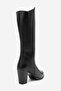 Women's High Heeled Pointed Toe Zippered Boots Real Leather Dorian Black - 3