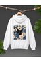 Floral Black Cat Printed Oversize Unisex Hooded Sweatshirt