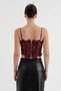 Women's Lace Fabric Corset with Padded Chest and Lace-Up Back Design - 2