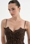 Women's Lace Fabric Corset with Padded Chest and Lace-Up Back Design - 5