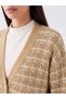 Alita City Beige Knitwear Plaid Midi Women's Cardigan with a Difference - 3