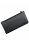 Genuine Leather Multi-Compartment Zippered Unisex Wallet with Wrist Strap Black