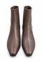 Women's brown suede heeled boots with elastic back - 2