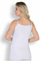 Cotton Ribbed Thread Strap V-Neck Lace White Women's Undershirt - 2