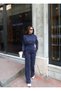Women's Half Fisherman Draped Top Wide Leg Pants Two-Piece Set - 4