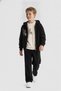 Boy's Step Zipper Cardigan 8-14 Years Black - 2