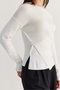 Women's Ecru Double-Breasted Mercerized Knitwear Blouse with Button Detail at the Waist Tk261141 60286609 - 5