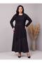 Crew Neck Lace Paneled Garnished Combed Cotton Fabric Full Length Dress - 5