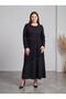 Crew Neck Lace Paneled Garnished Combed Cotton Fabric Full Length Dress - 6