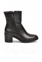 Black Leather Zippered Women's Heeled Boots Daily Office Event Stylish Comfortable Boots 224572 - 2