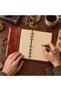 A5 Vintage PU Leather Journal, 6-Ring Loose Leaf Notebook with Pendant - 5