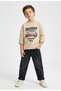 Dmb Boy's Printed Sweatshirt 4-9 Years Old Beige