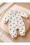 Gots Certified Fabric 100% Cotton Muslin Teddy Bear Patterned Natural Baby Boy Romper