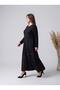 Crew Neck Lace Paneled Garnished Combed Cotton Fabric Full Length Dress - 3