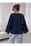Women's Soft Crew Neck Oversized Cotton Inside Long Wide Sleeve Sweatshirt - 2