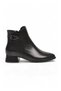 Black Leather Zippered Stylish Comfortable Women's Heeled Boots with Lock Accessory 248287 - 2