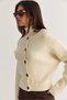Women's Beige Turtleneck Button Detailed Knitted Sweater Cardigan Cln40 60286617 - 4