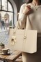 Cream Plush Teddy Bear Daily Women's Bag with Hand and Shoulder Strap - 3