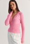 Women's Pink Lace Detailed V-Neck Bodycon Knitwear Cardigan Th261013 60286608 - 4