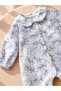 Gots Certified Fabric 100% Cotton Muslin Blue Floral Natural Baby Girl Romper - 2